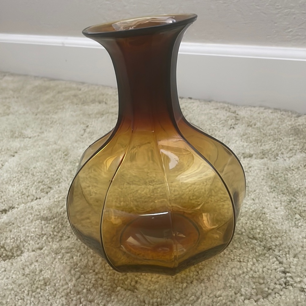 Mid-century modern RETRO vintage ombré amber vase
